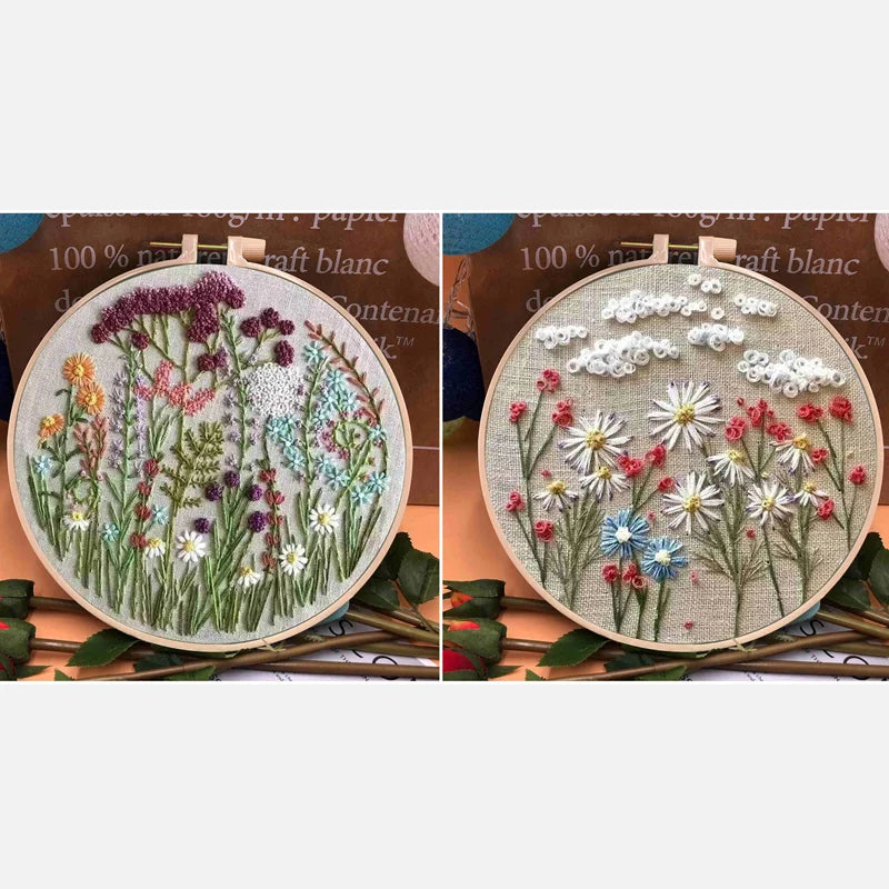 🎄49% OFF - Perfect Gift - Embroidery Hoop Flower Kit for Beginner