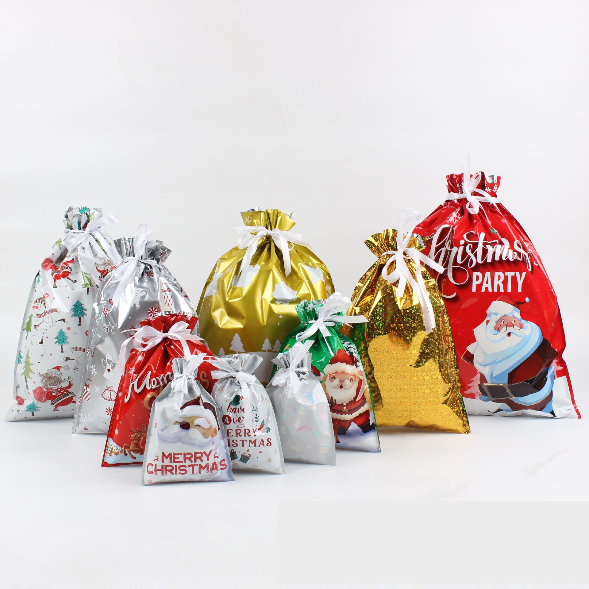 New Reusable Christmas Drawstrings Gift Bags