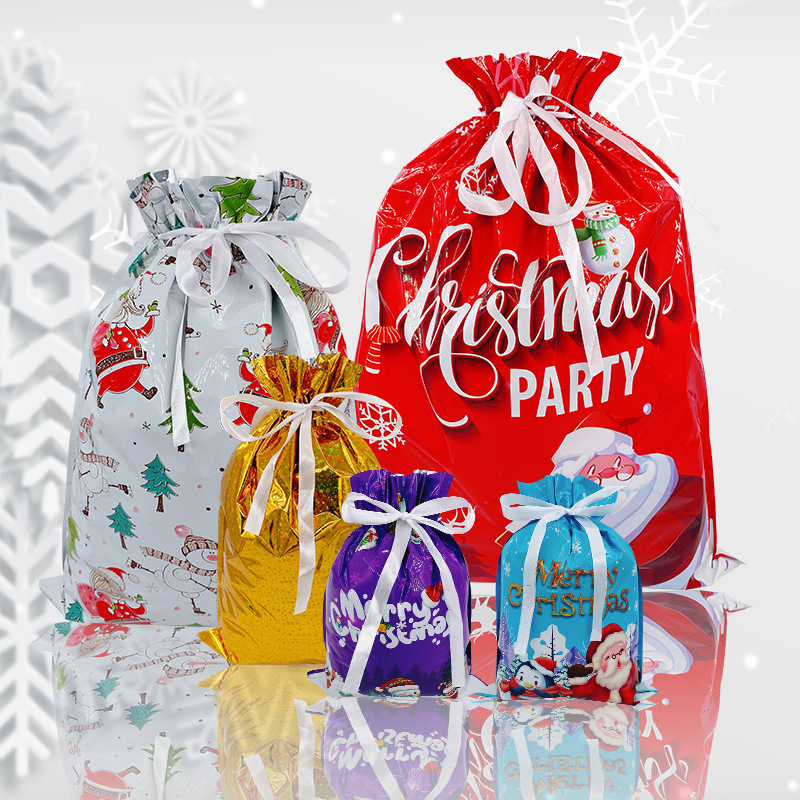 New Reusable Christmas Drawstrings Gift Bags