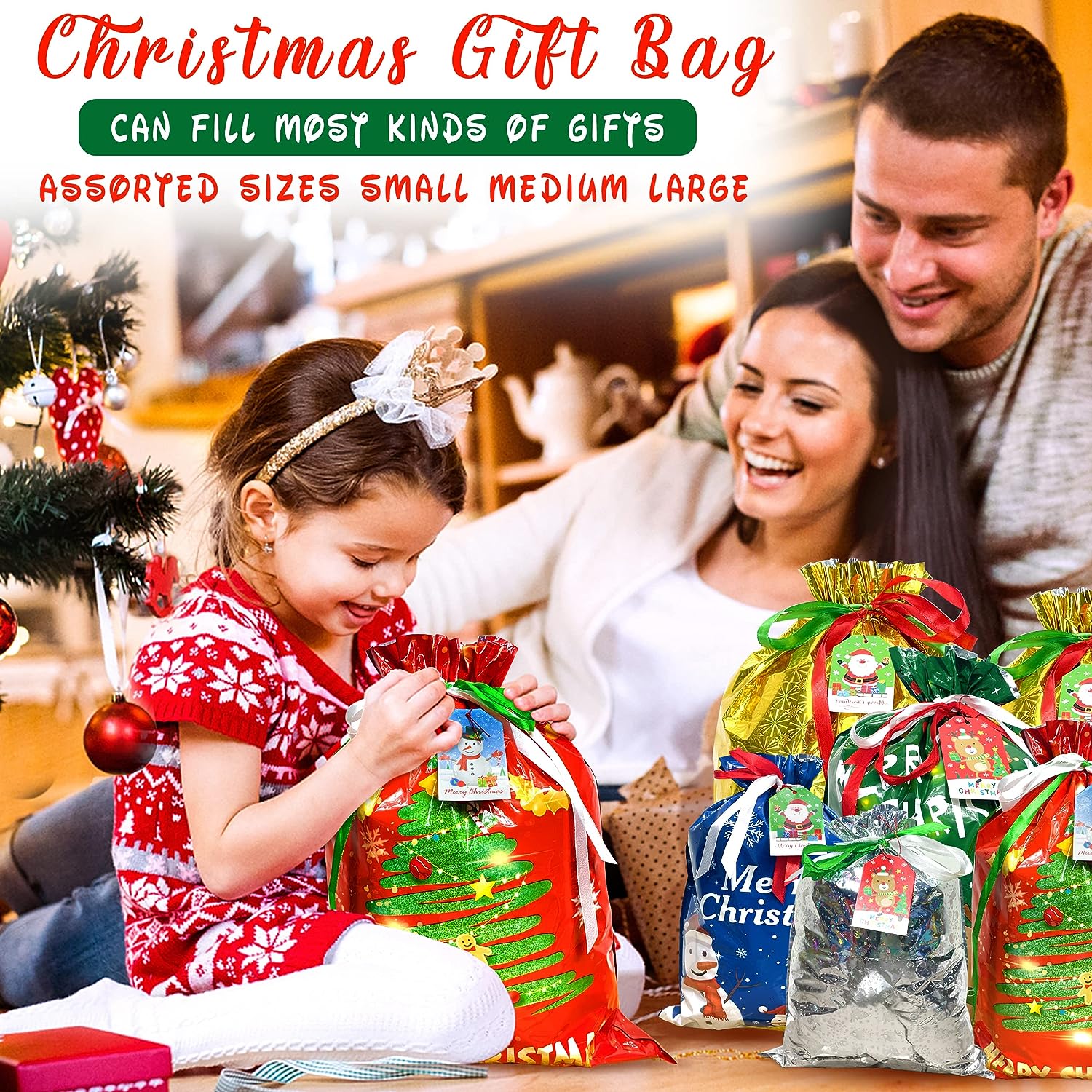 New Reusable Christmas Drawstrings Gift Bags