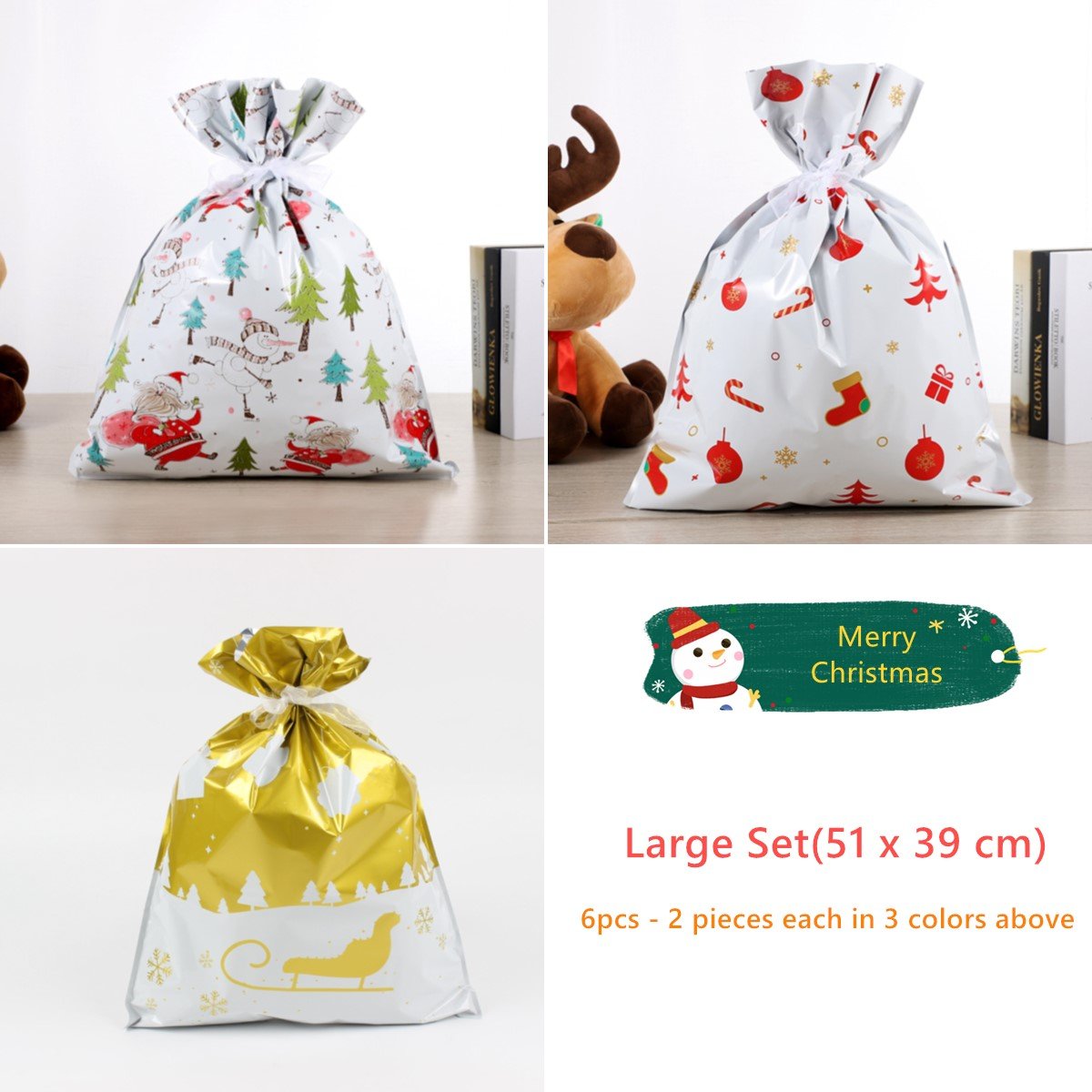 New Reusable Christmas Drawstrings Gift Bags