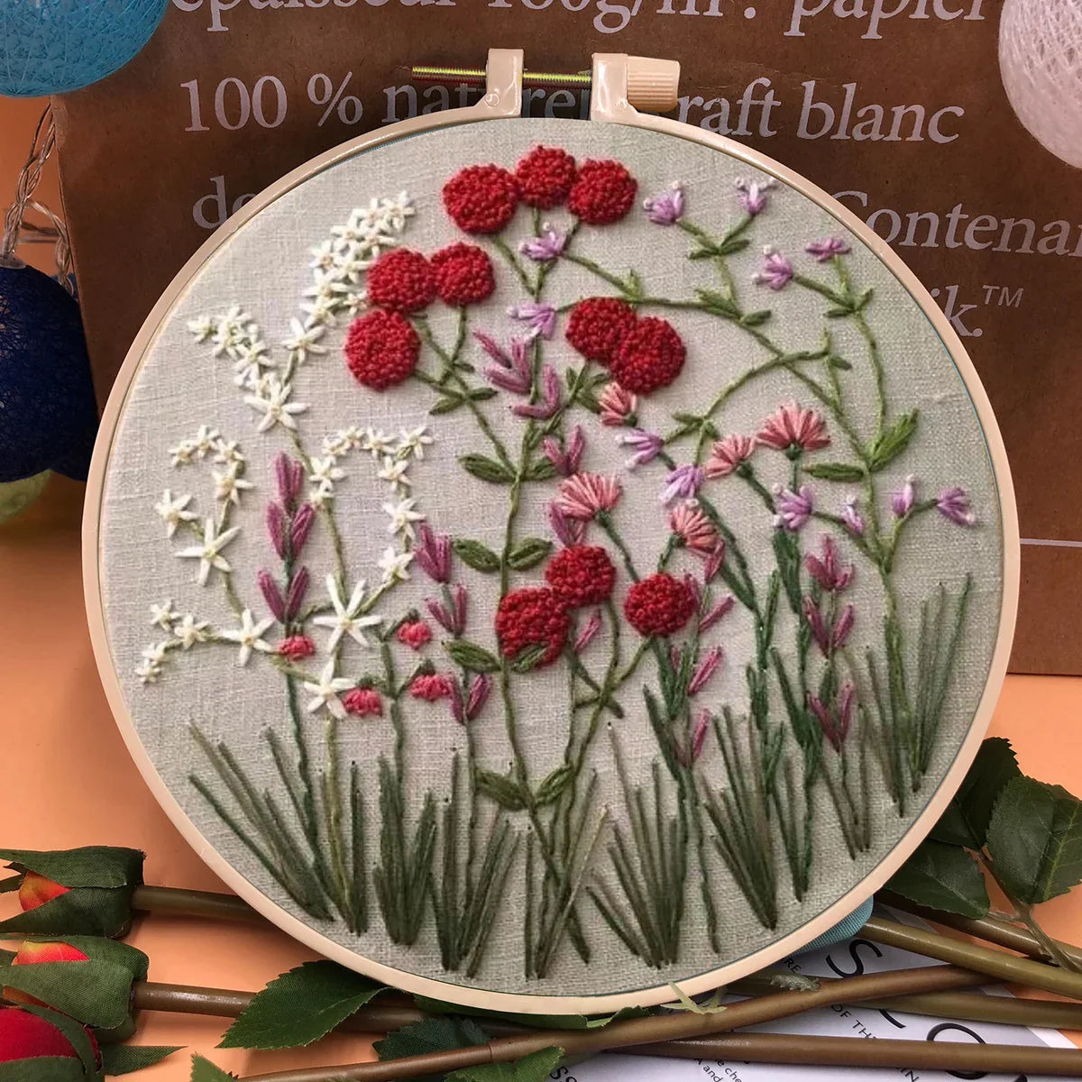 🎄49% OFF - Perfect Gift - Embroidery Hoop Flower Kit for Beginner