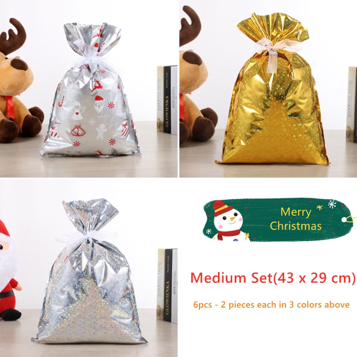 New Reusable Christmas Drawstrings Gift Bags