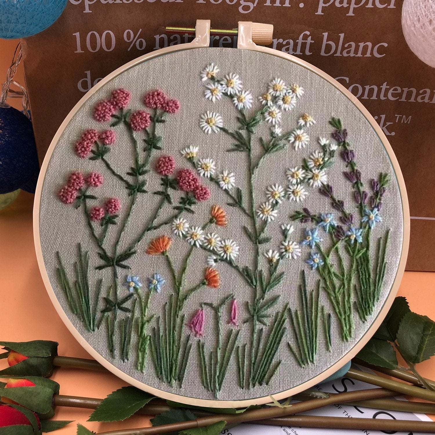 🎄49% OFF - Perfect Gift - Embroidery Hoop Flower Kit for Beginner