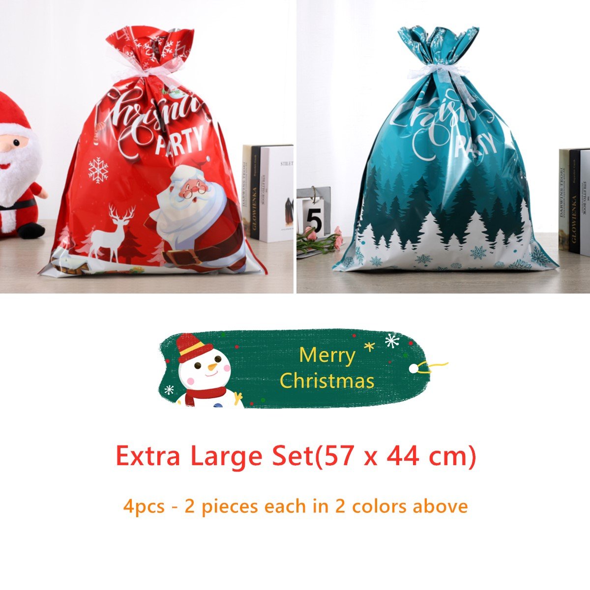 New Reusable Christmas Drawstrings Gift Bags
