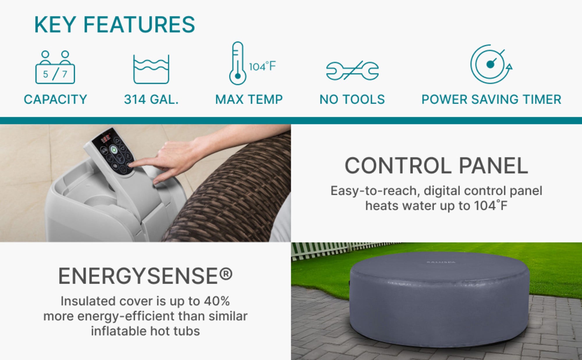 💝𝐐𝐕𝐂'𝐬 𝐁𝐥𝐚𝐜𝐤 𝐅𝐫𝐢𝐝𝐚𝐲 𝐃𝐞𝐚𝐥𝐬✨Bali by Bestway 5-7 Person EnergySense Inflatable Hot Tub