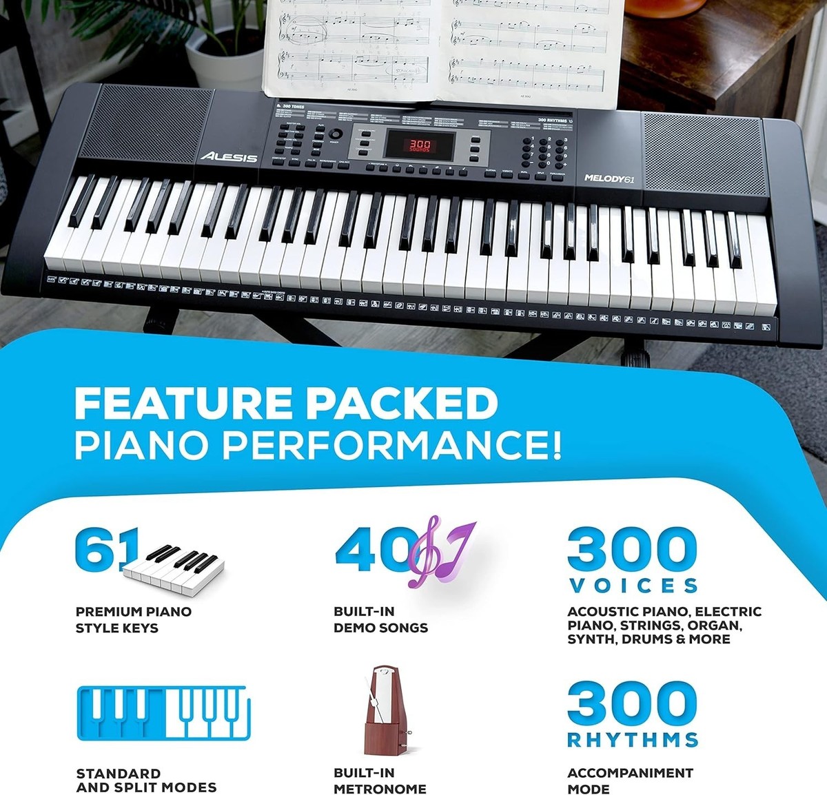 Alesis Melody 61 MKII 61 Key Portable Keyboard with Built In Speakers