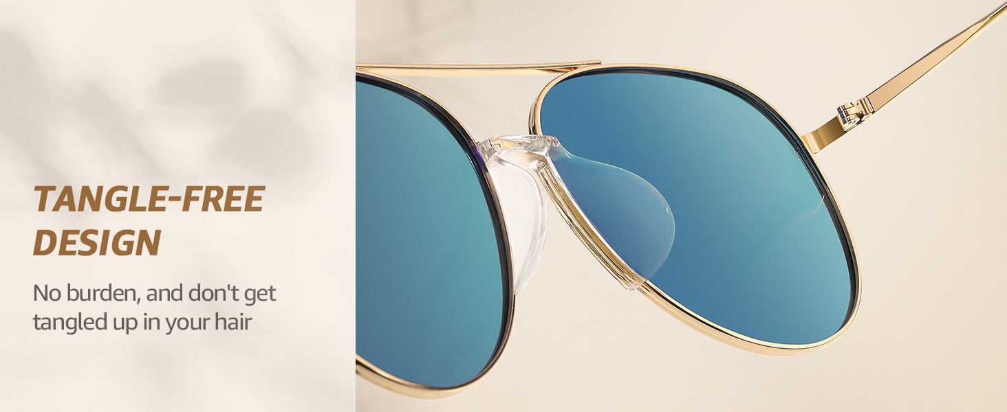 tangle-free design trendy aviator sunglasses