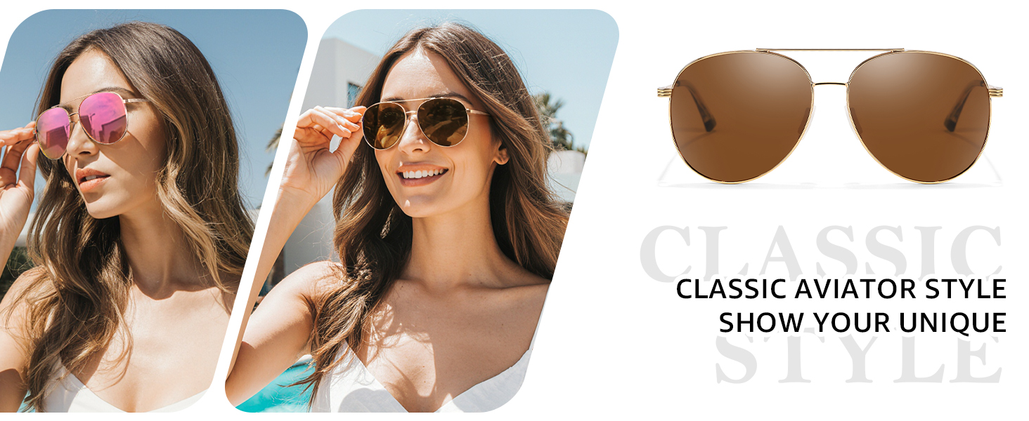 fashion classic aviator style sunglasses model show