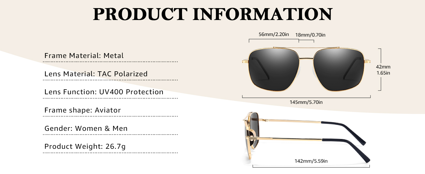 aviator tangle-free sunglasses product information detail