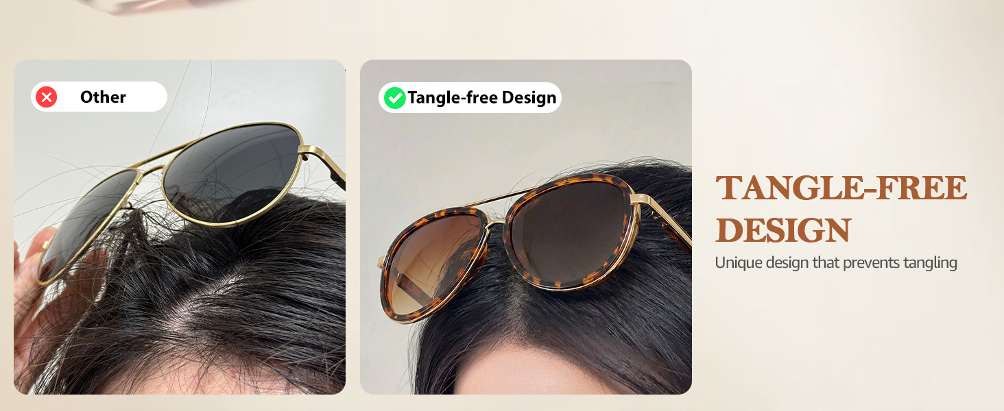 tangle-free design aviator sunglasses