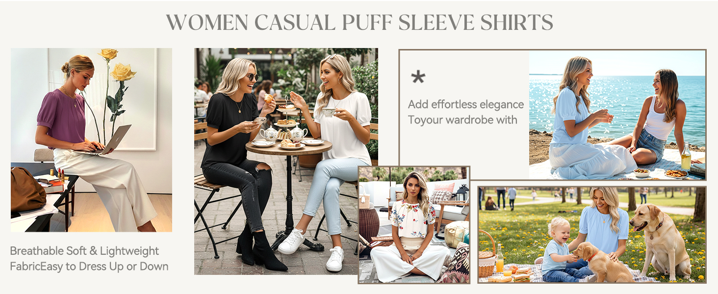 WOMEN CASUALPUFFSLEEVESHIRTS Add effortless elegance Toyour wardrobe with