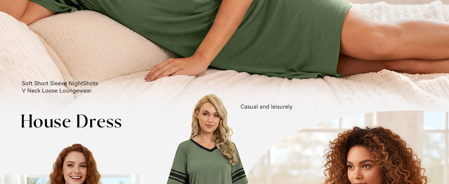 Loose Comfy Pajamas for Women V Neck Nightgowns