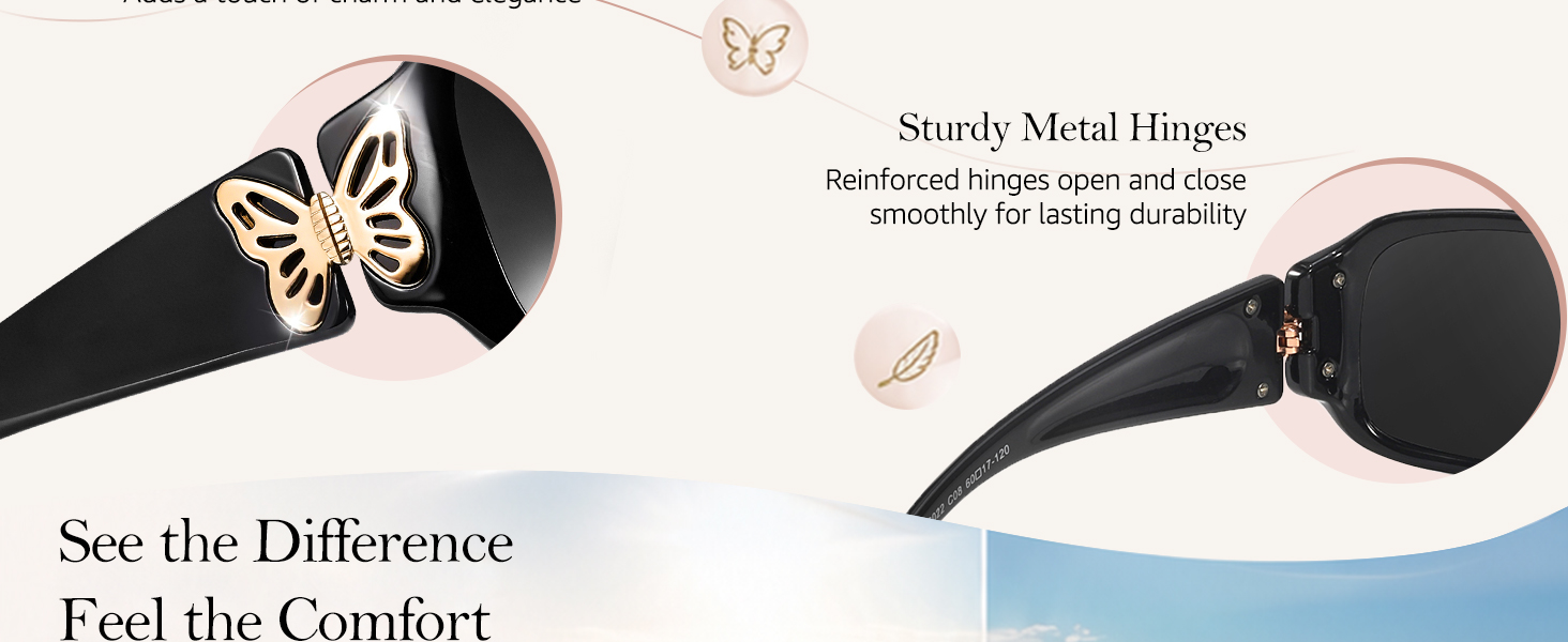 trendy womens sunglasses with butterfly accents