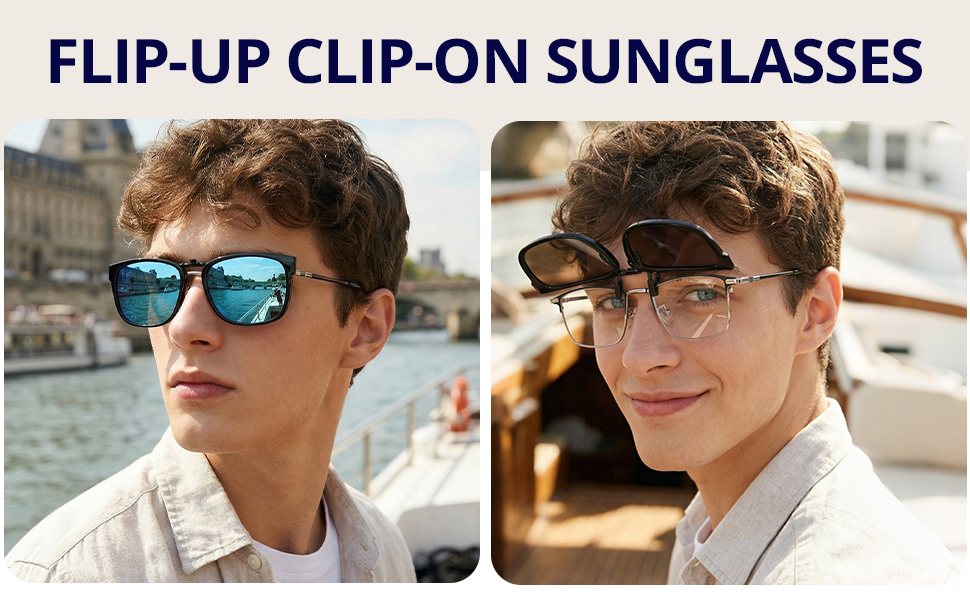 clip on sunglasses model show 