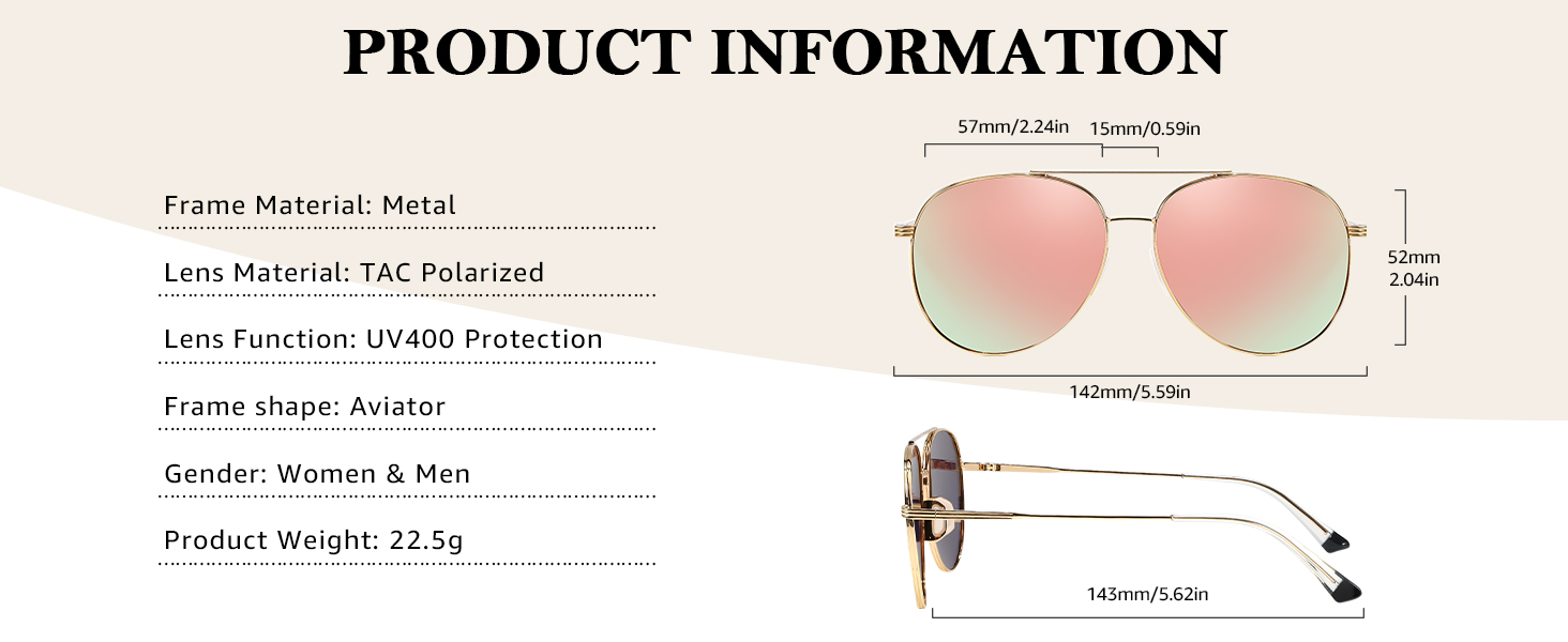 aviator tangle-free sunglasses product information detail