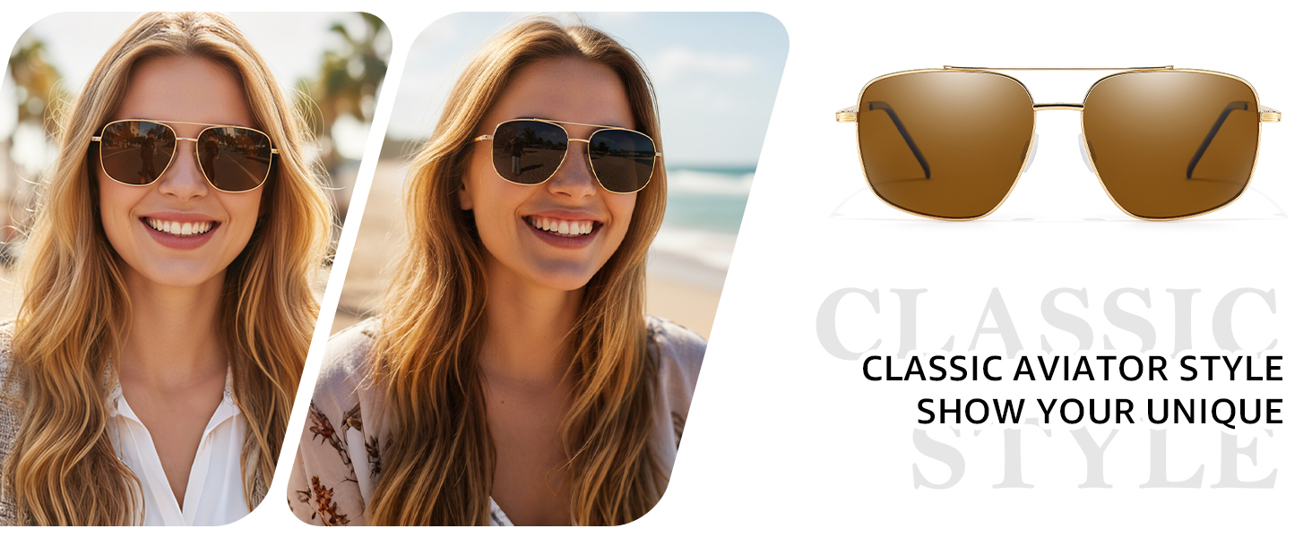 fashion classic aviator style sunglasses model show