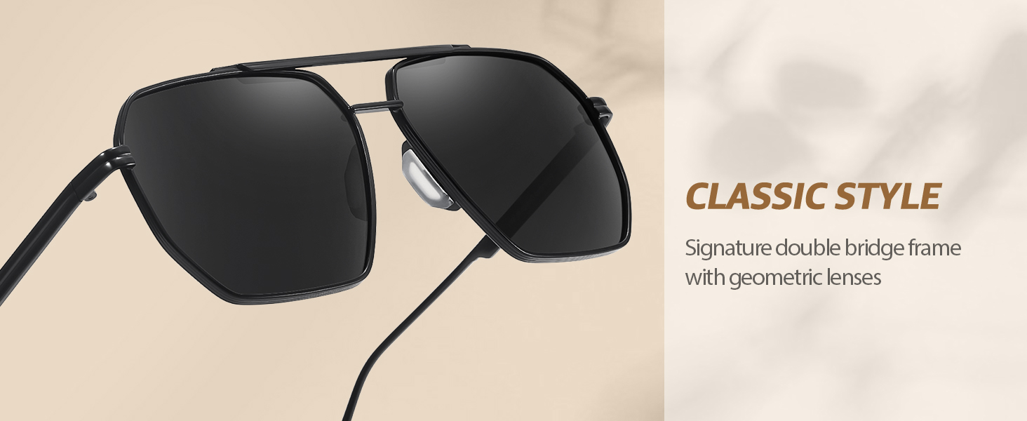 classic geometric aviator style sunglasses