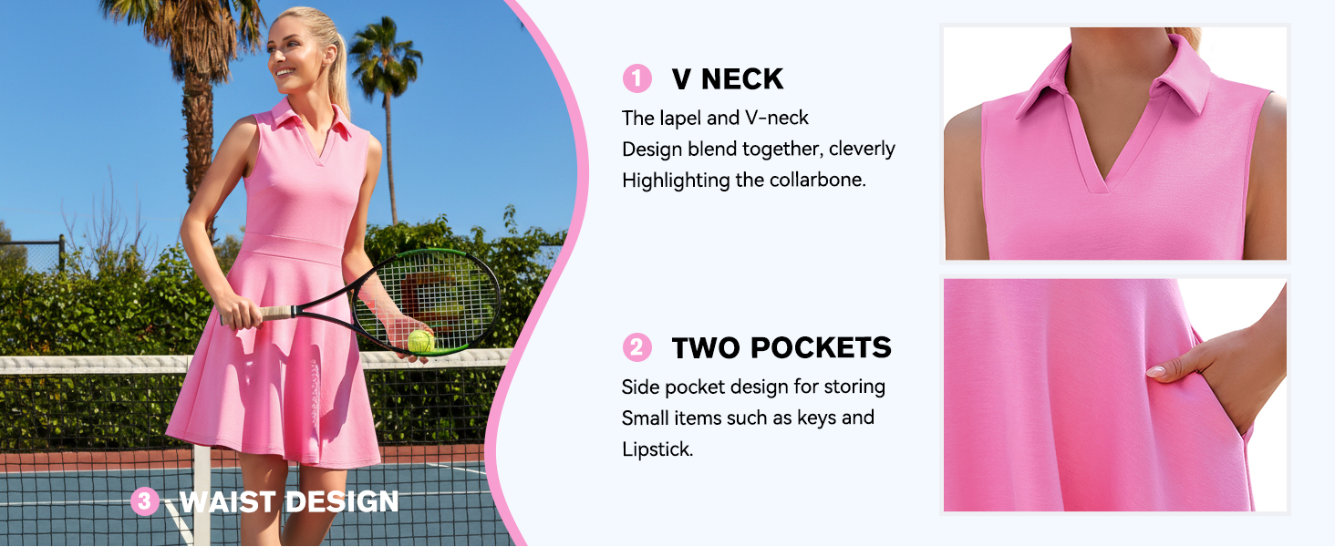 V Neck Tennis Workout Dresses