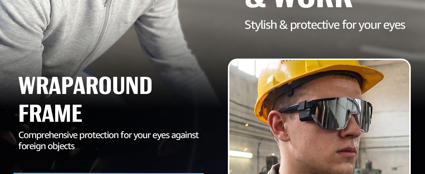 TJUTR ANSI Z87.1 safety polarized sports wrap aurround sunglasses protect eyes outdoors