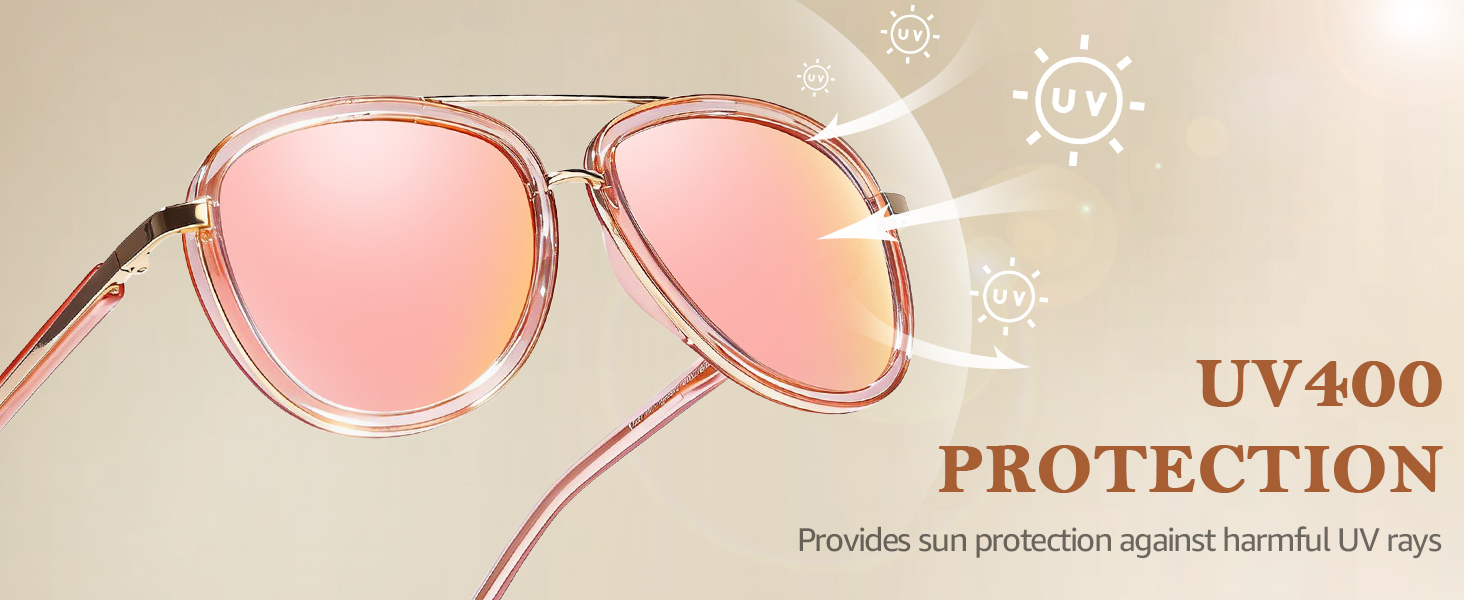 aviator tangle-free sunglasses with UV400 protection