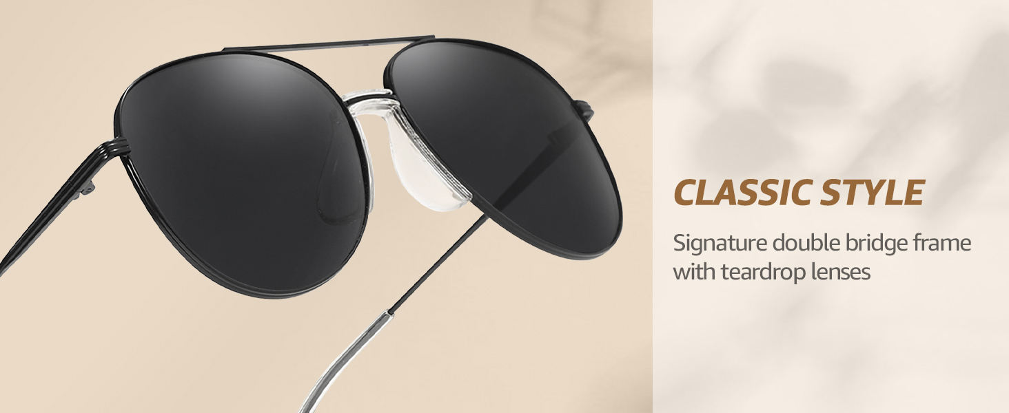 classic aviator style sunglasses