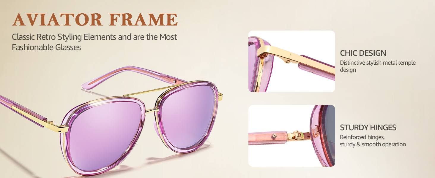 trendy aviator tangle-free sunglasses