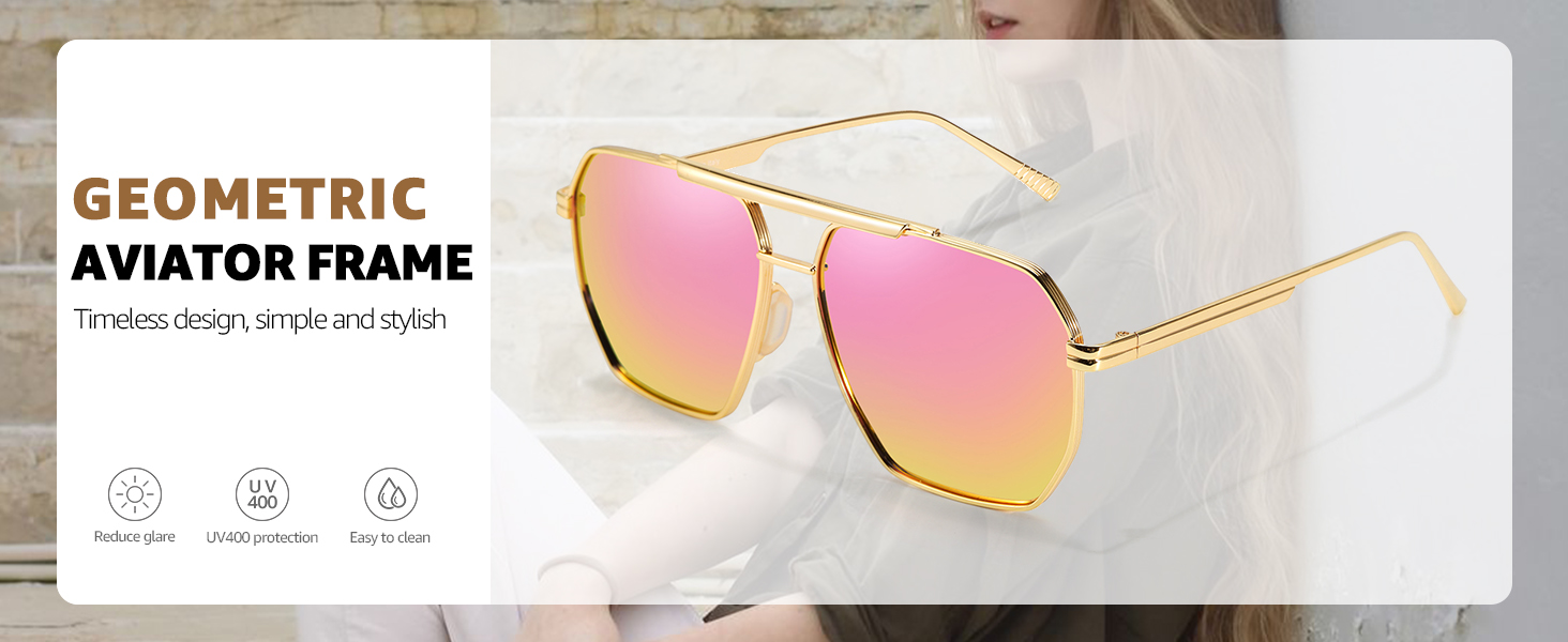 trendy geometric aviator glasses womens sunglasses