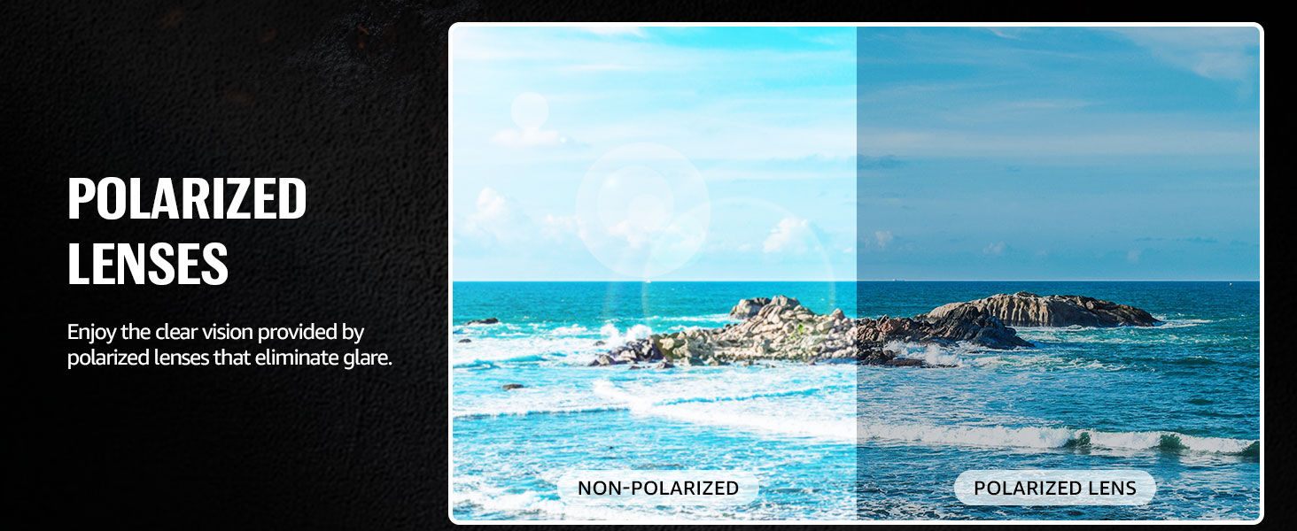 Polarized warp around sunglasses block UV rays，provide clear vision