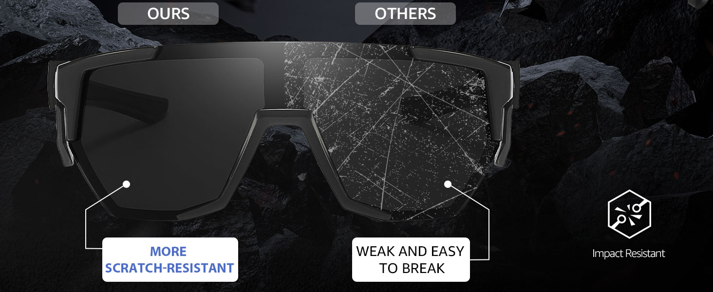 Polarized sports wraparound sunglasses with more scratch-resistant impact-resistant lenses