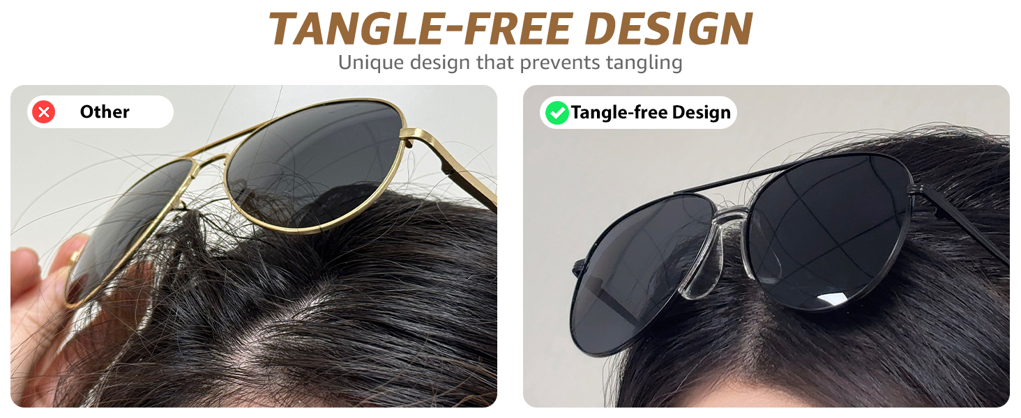 tangle-free design aviator sunglasses