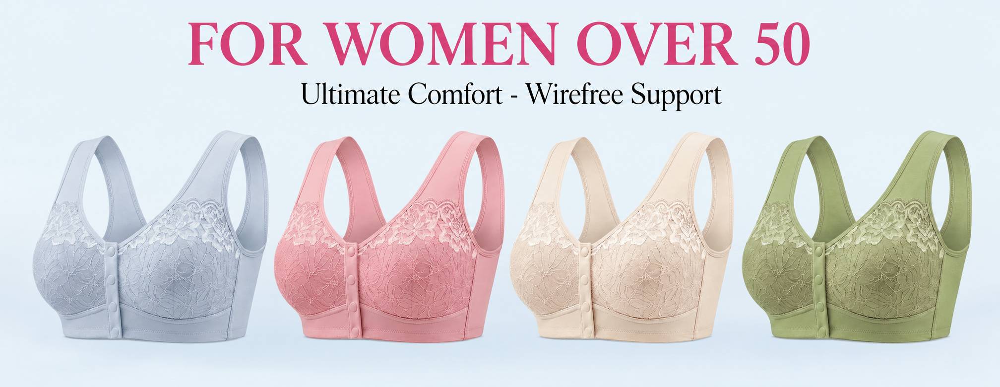 Four-color lace front-closure bra collection banner