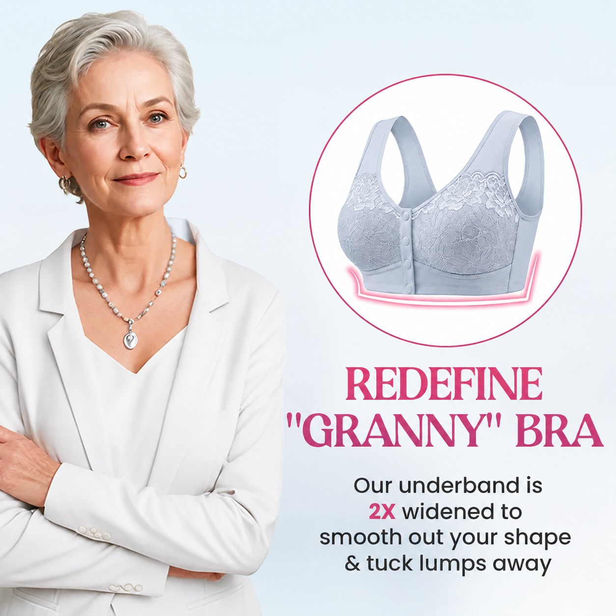 Light blue bra with broad underband detail