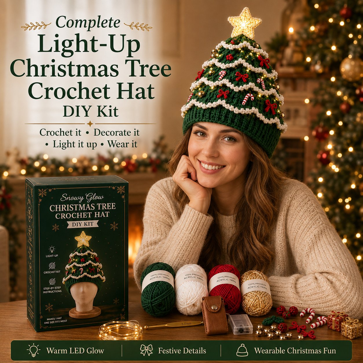 🔥 Black-Friday-Angebot: 49 % Rabatt – Komplettes leuchtendes Weihnachtsbaum-Häkelmützen-DIY-Set