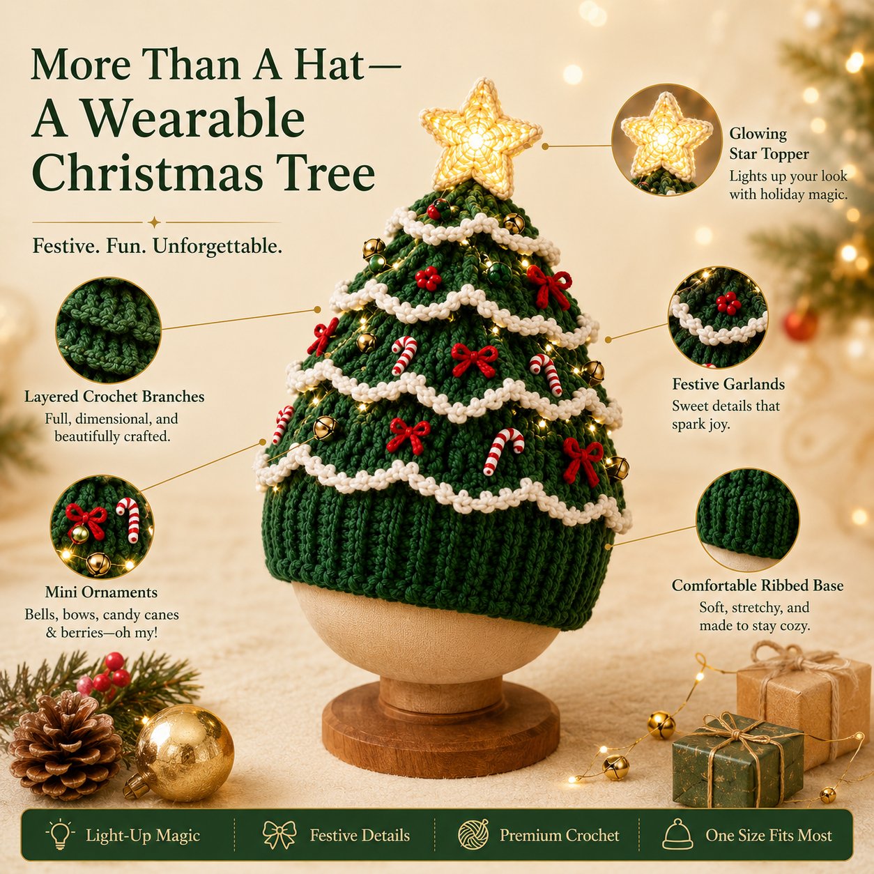 🔥 Black-Friday-Angebot: 49 % Rabatt – Komplettes leuchtendes Weihnachtsbaum-Häkelmützen-DIY-Set
