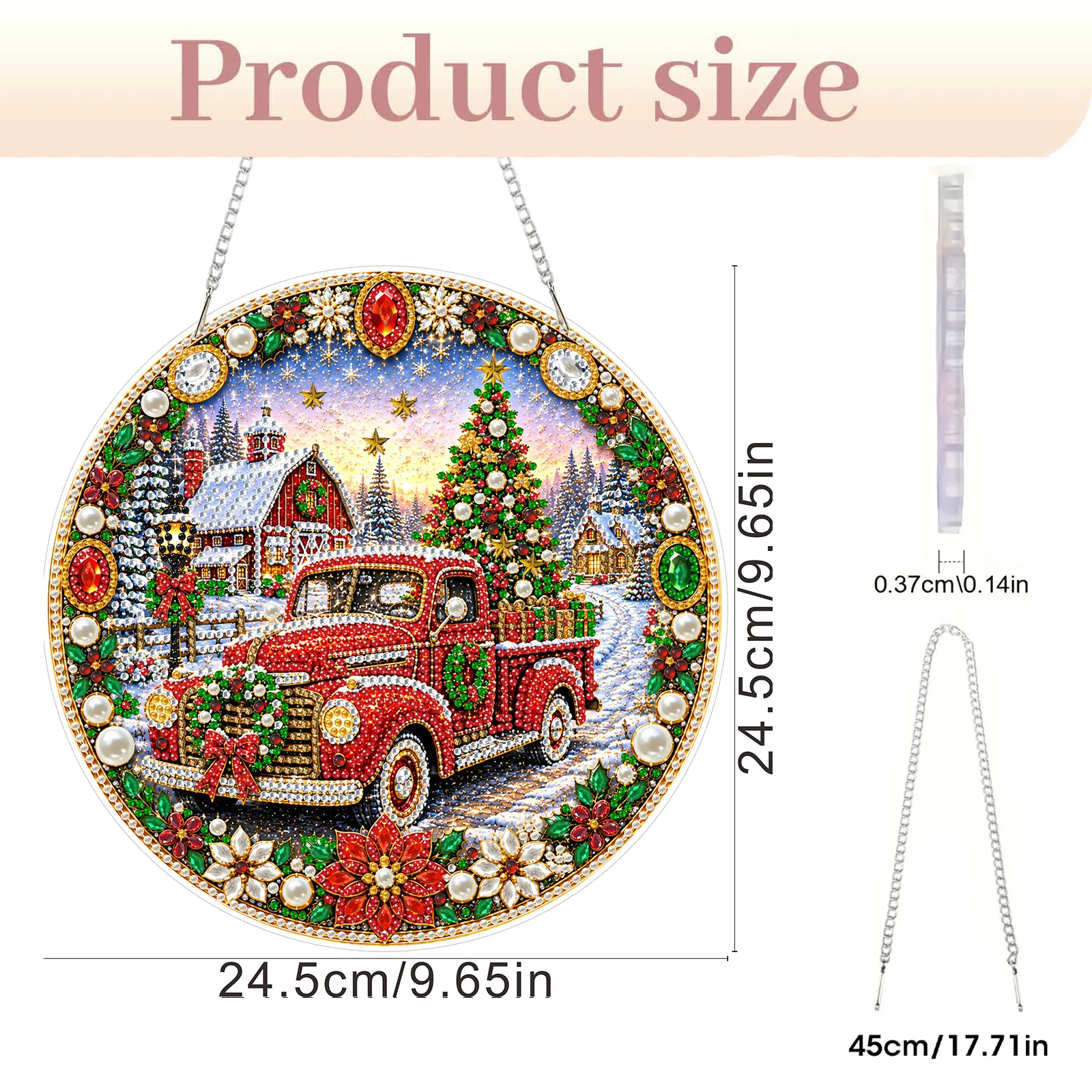 (Christmas car)DIY Pearl Diamond Painting Special Shaped Acrylic Ornament Kit Pearl Art Hanging Decoration for Home & Gifts