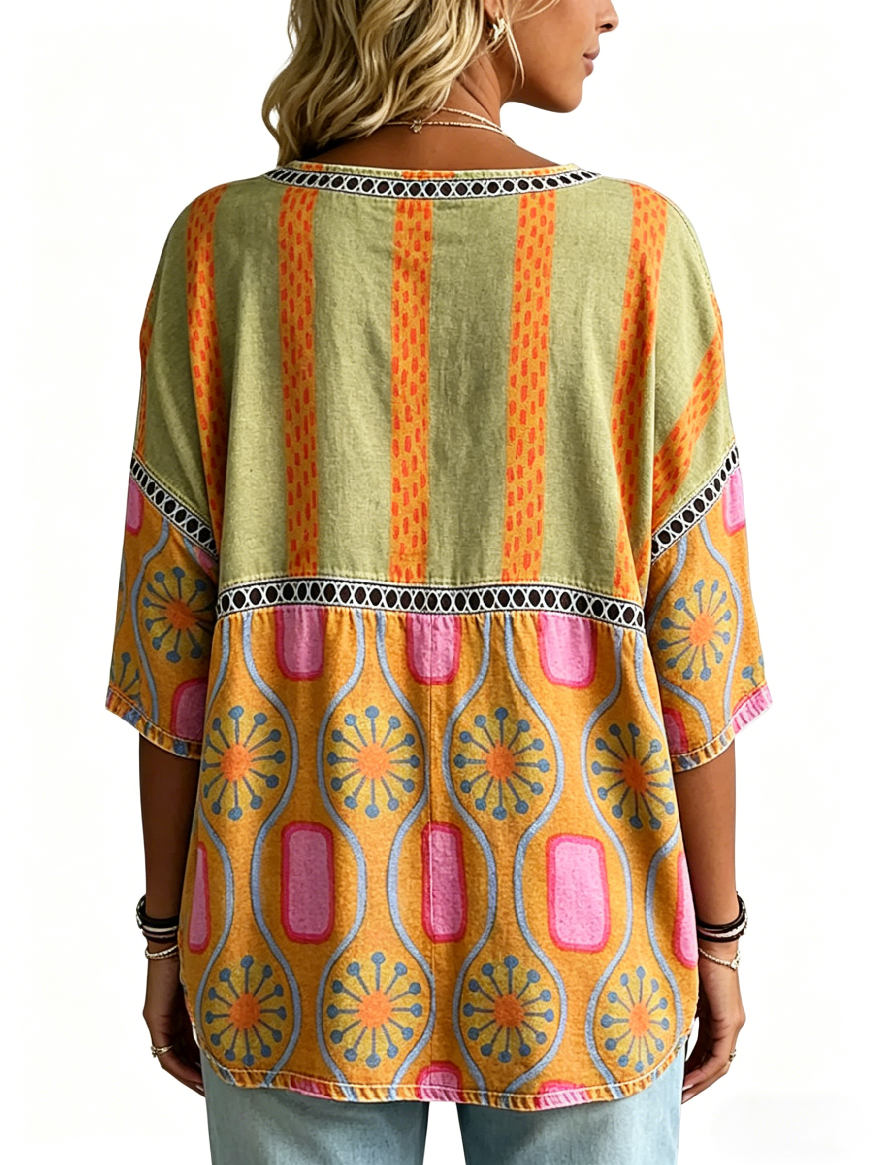 Women's Vintage Abstract Casual Loose Blouse Shirt - product image 2