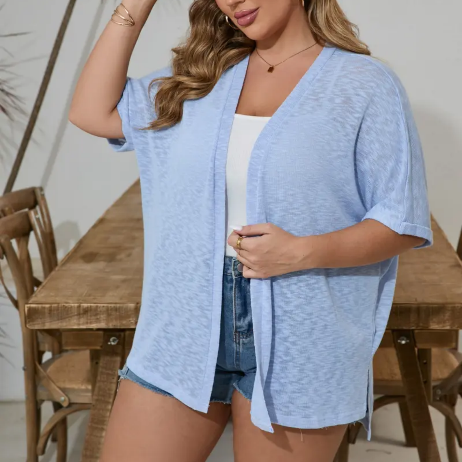 Short-sleeved casual solid coat - product image 5