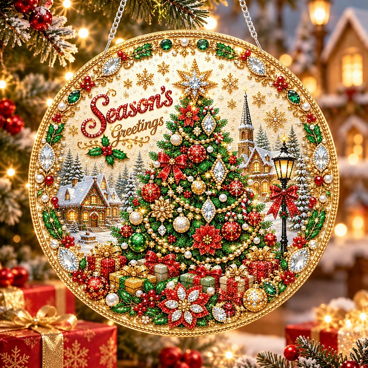 (Christmas car)DIY Pearl Diamond Painting Special Shaped Acrylic Ornament Kit Pearl Art Hanging Decoration for Home & Gifts