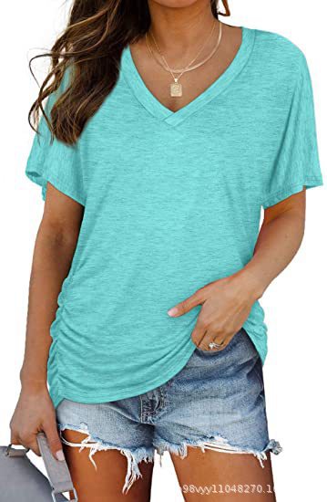 Drapiva Side-Pleat V-Neck Tee