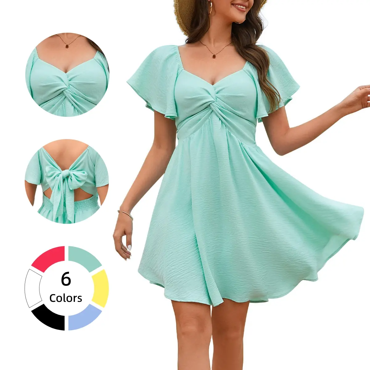 Women's Summer Sweetheart Neckline Mini Dress - product image 2