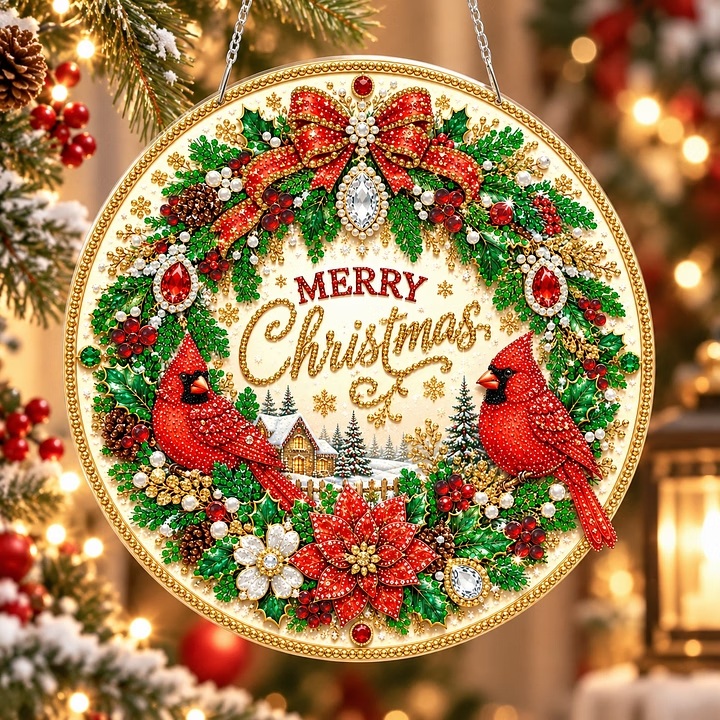 (Christmas car)DIY Pearl Diamond Painting Special Shaped Acrylic Ornament Kit Pearl Art Hanging Decoration for Home & Gifts