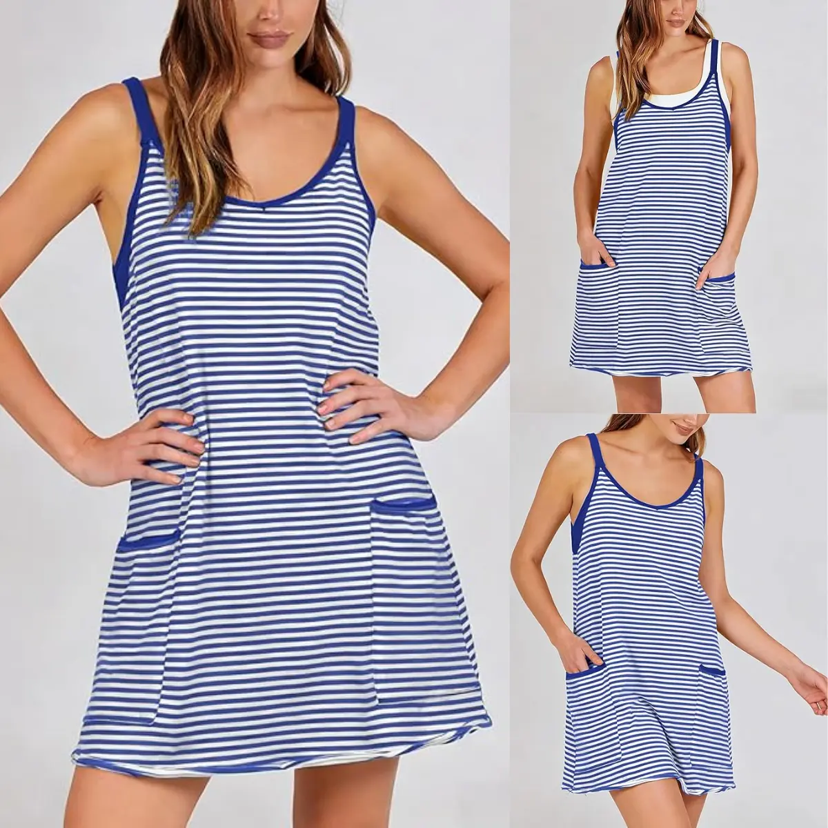 Women's Summer Sleeveless 4th Of July Striped Mini Dress with - product image 7