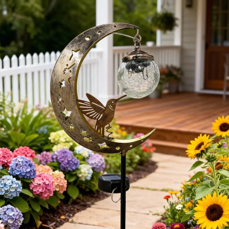 Hummingbird Moon Solar Garden Stake Light - product image 4