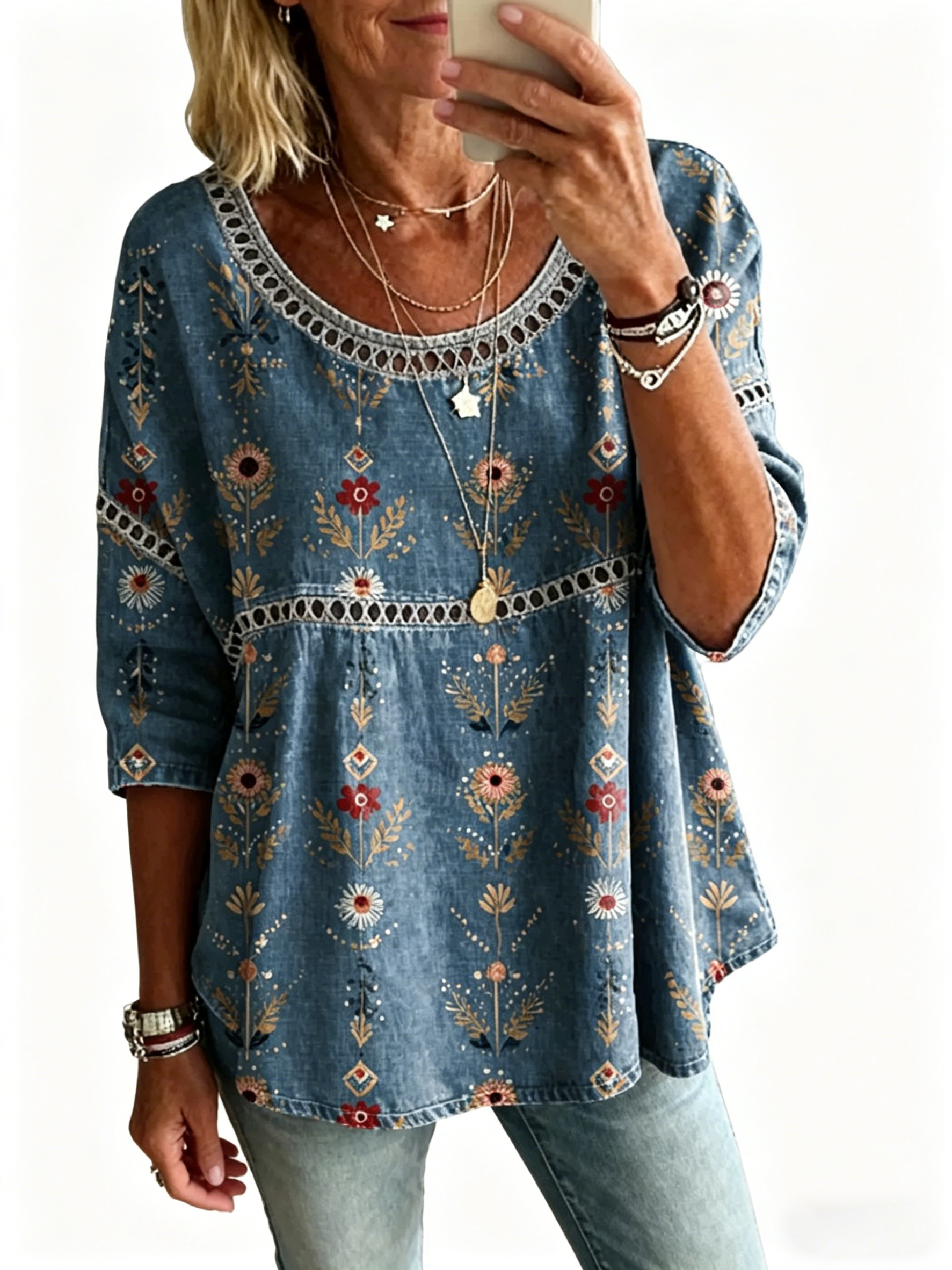Women's Vintage Abstract Casual Loose Blouse Shirt - product image 27