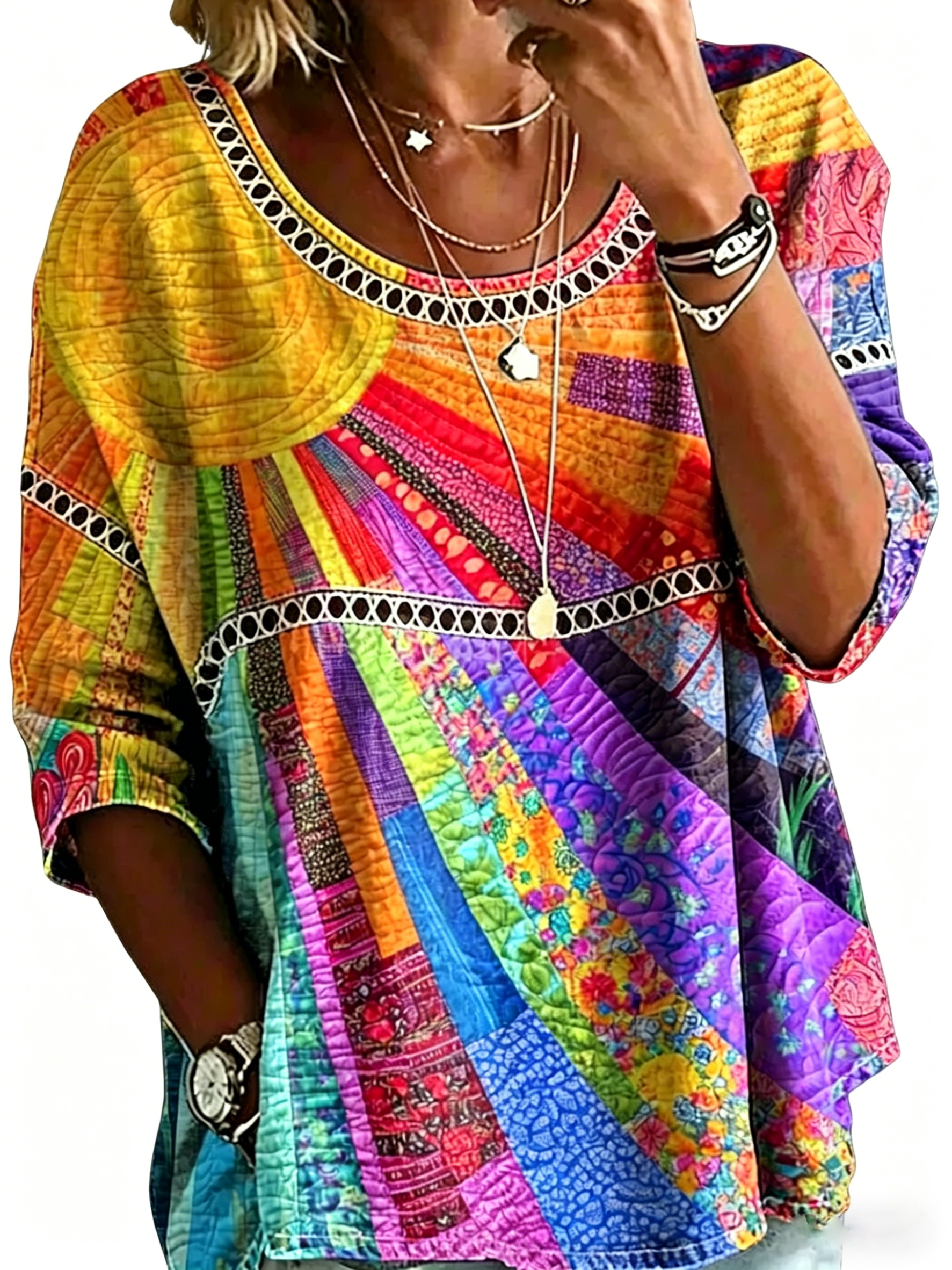 Women's Vintage Abstract Casual Loose Blouse Shirt - product image 10