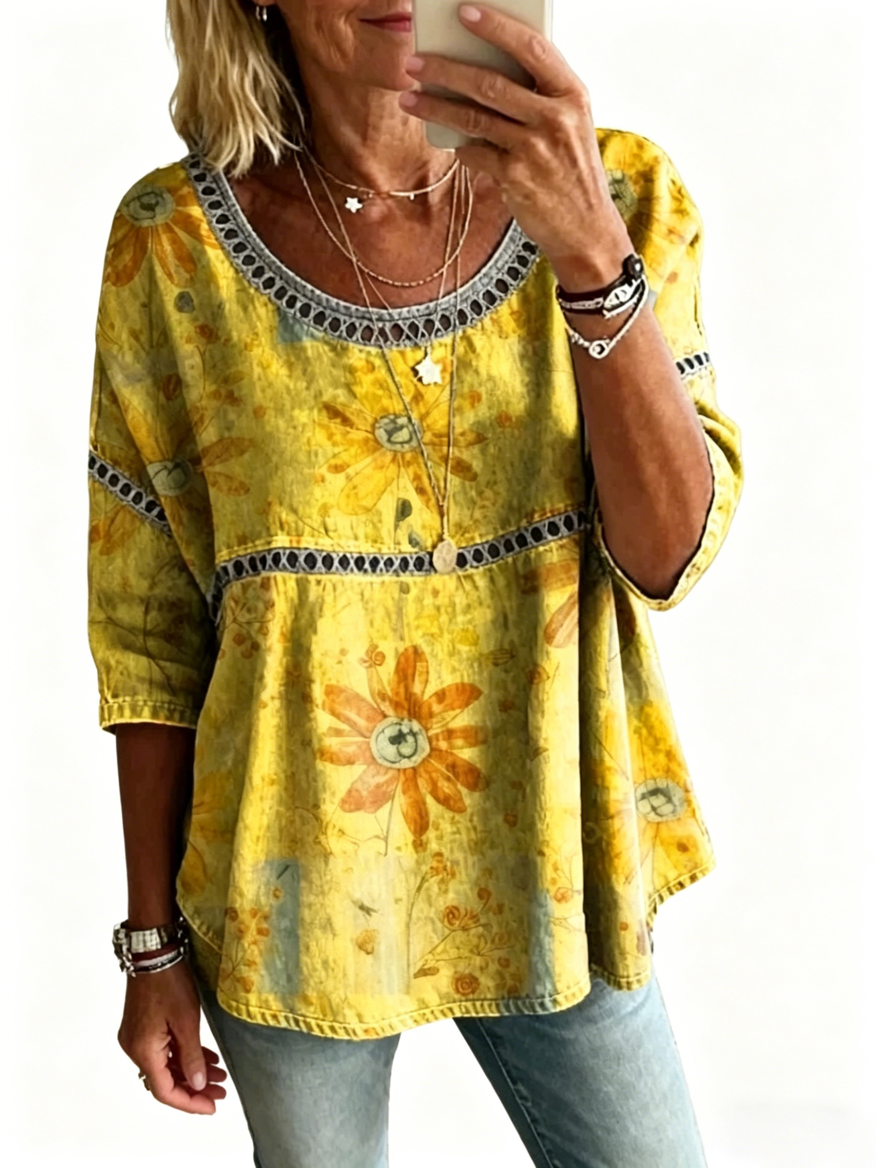 Women's Vintage Abstract Casual Loose Blouse Shirt - product image 13