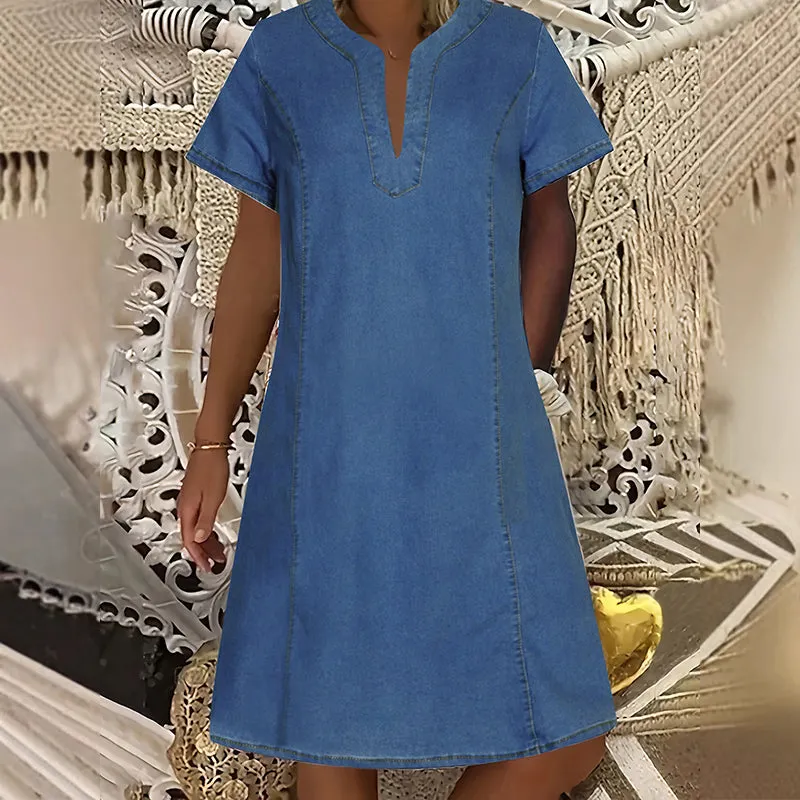 Women's denim dress detail or size guide image 12