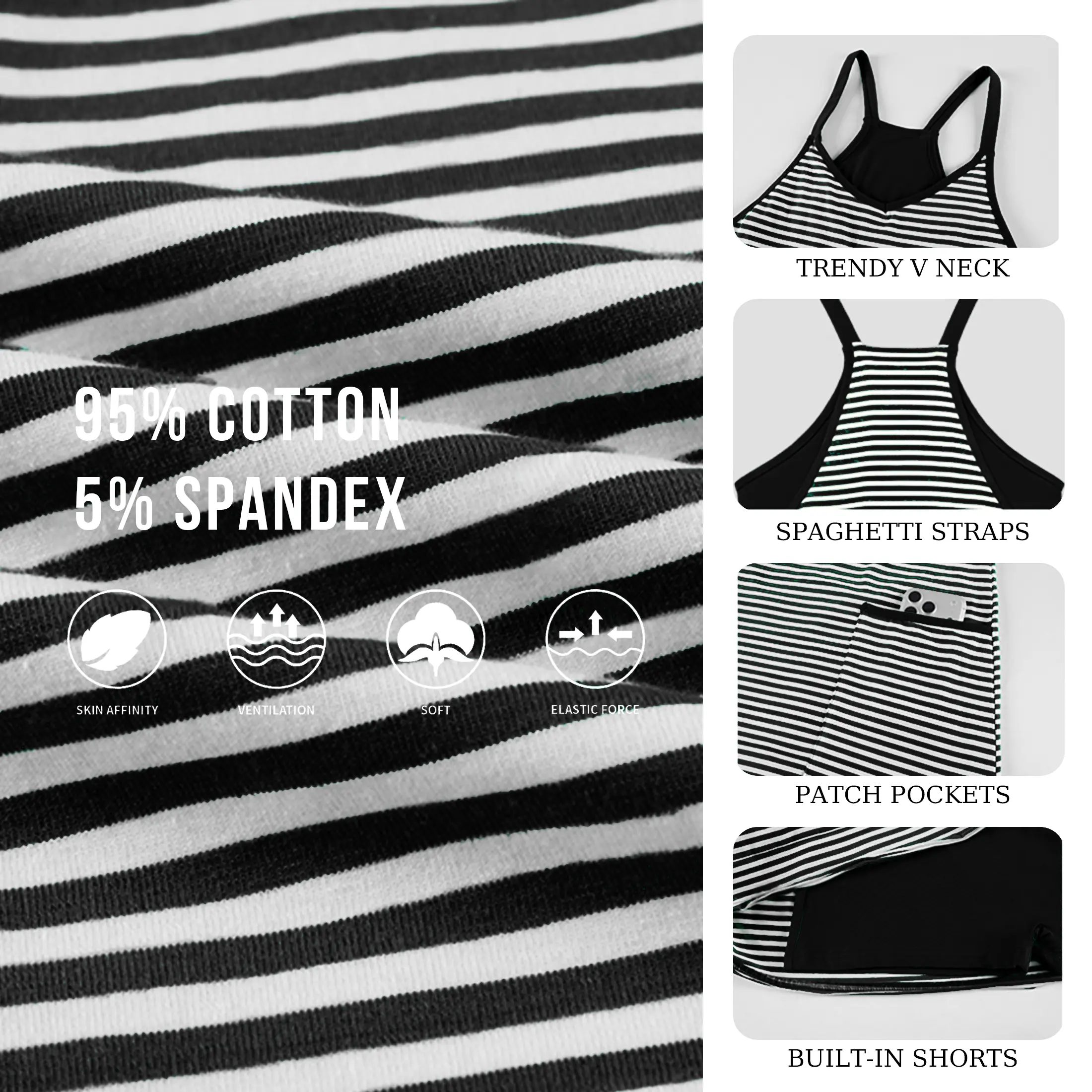 Women's Summer Sleeveless 4th Of July Striped Mini Dress with - product image 6