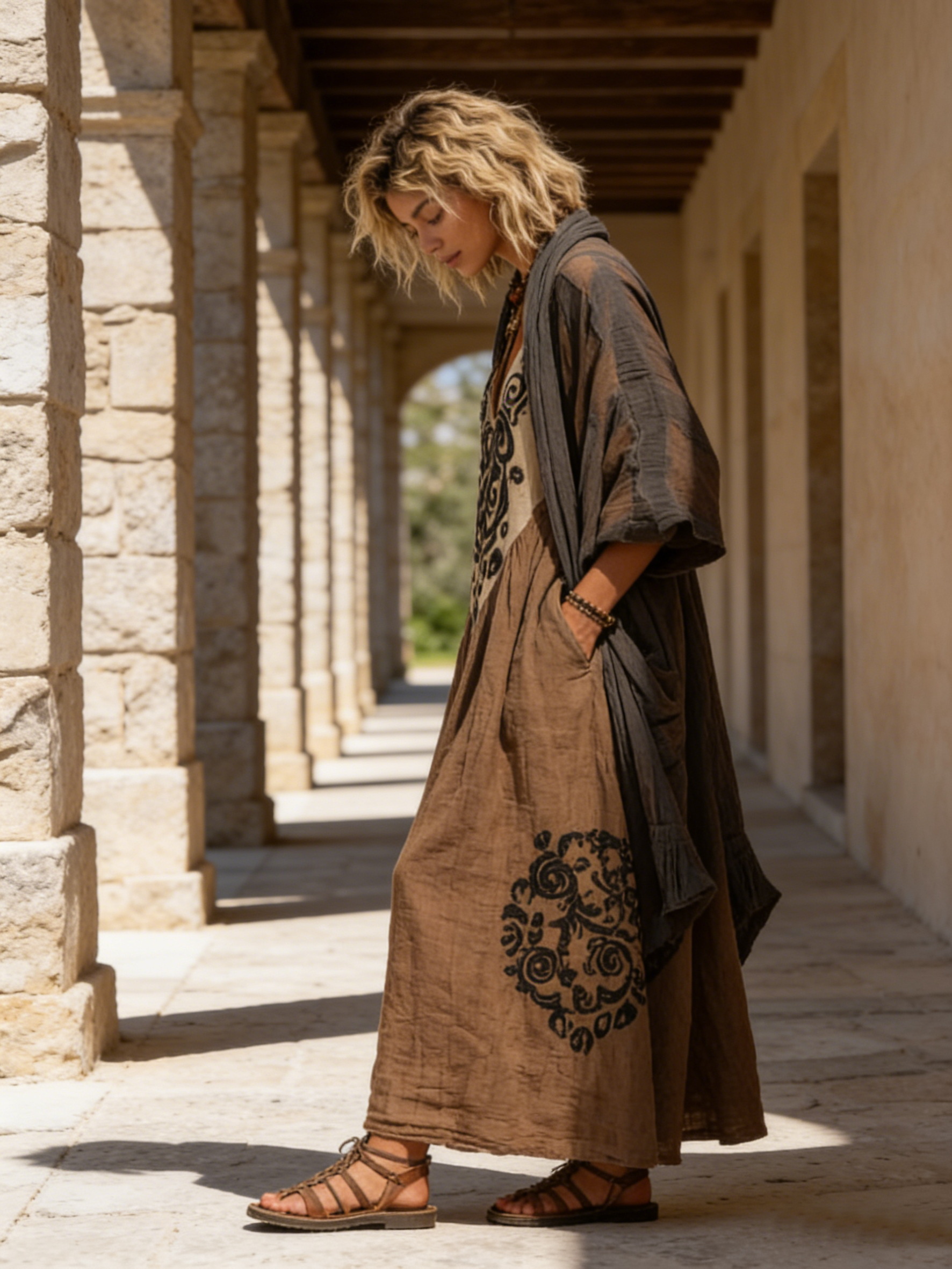 Boho Retro Loose Linen Cotton Two-piece Set - product image 2